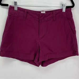 Gap Womens City Hot Pants Magenta Stretch Pockets Flat Front Cotton Blend